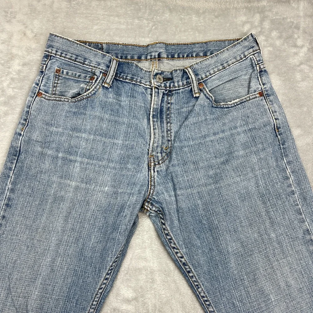 Levi's Jeans Mens 33x32 Blue Denim Medium Wash Comfy 527 Slim Bootcut Leg Grunge